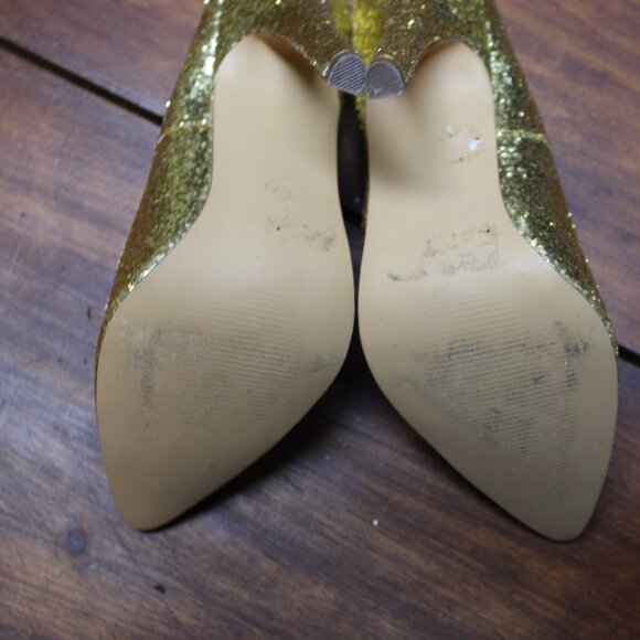 CHARLOTTE RUSSE Gold Sparkle Glitter Stiletto Pumps High Heel, 7 EUC - Picture 7 of 9